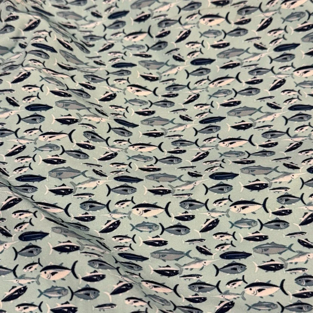 Rainforest Mens Blue Tuna Fish Print Swim Trunks Board Shorts Mesh Lined Small